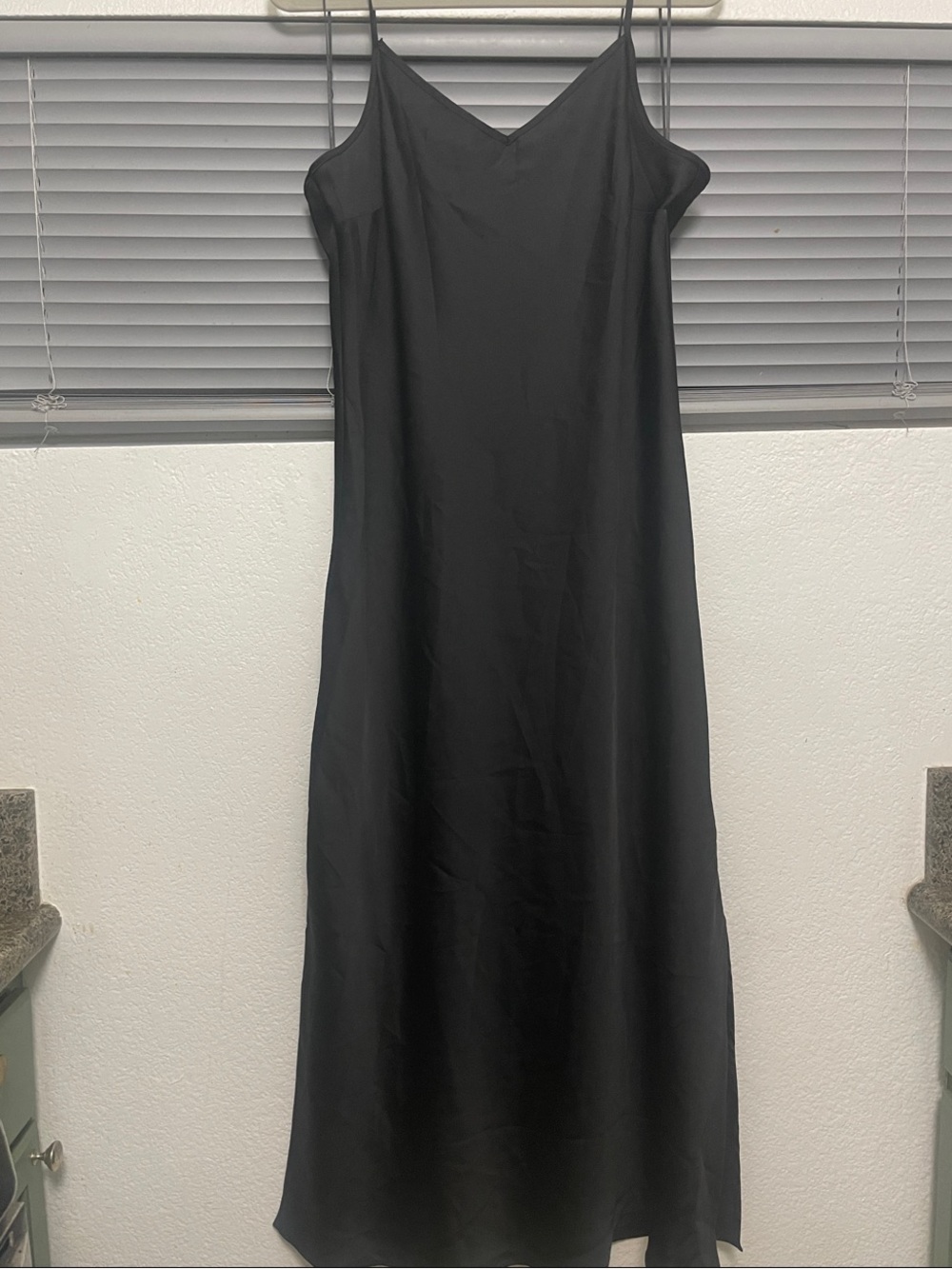 Halogen Black Satin Maxi Slip Dress